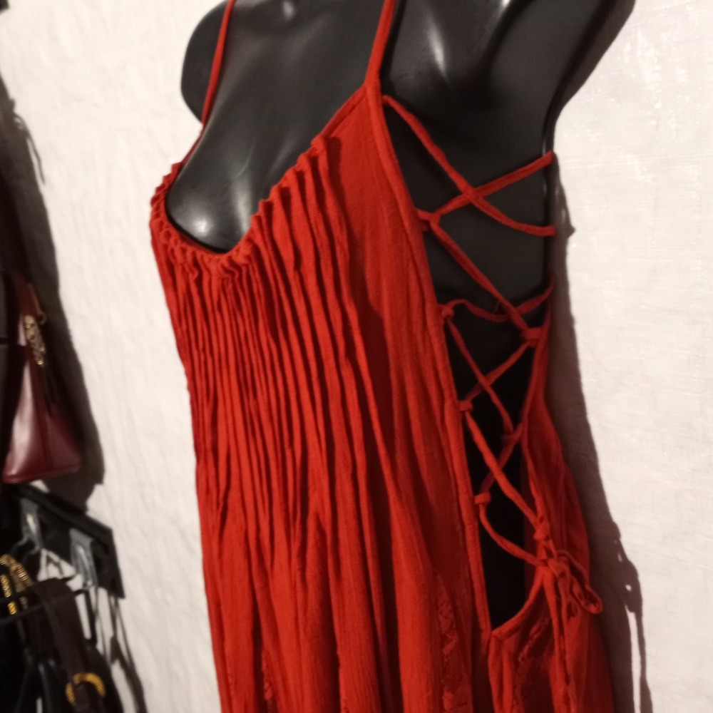 FREE PEOPLE - ONE - One Size Deep Orange Maxi Length Dress - Picture 6 of 6